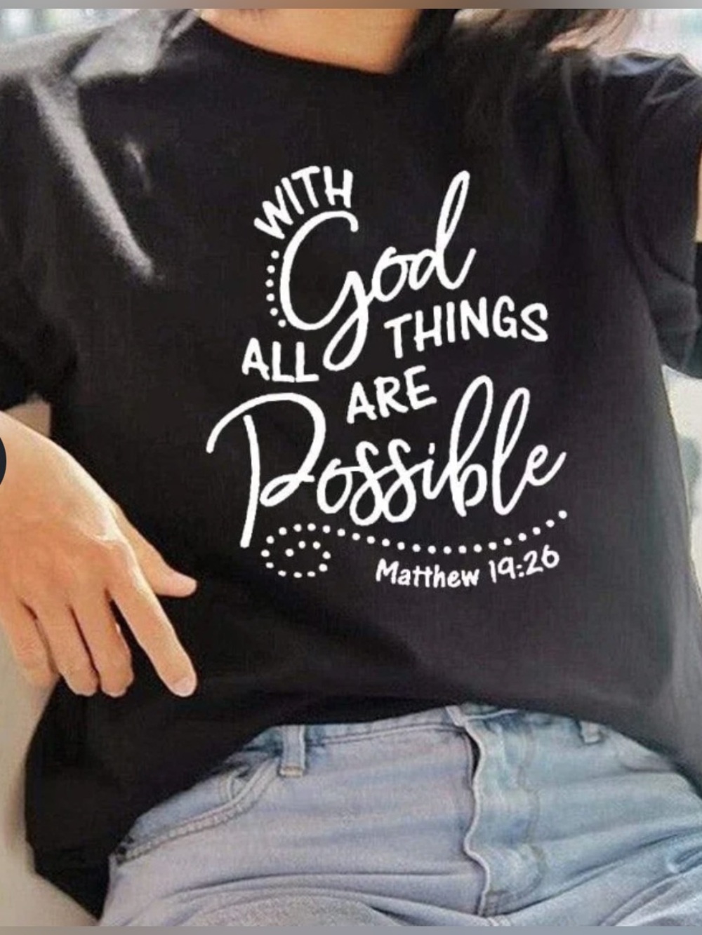 Black Christian Graphic Tee - "With God All Things Are Possible"